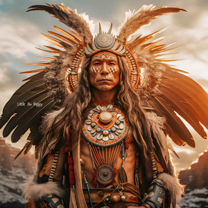 native American tribe, Navajo, native American man, thunderbird, eagle, traditional clothing